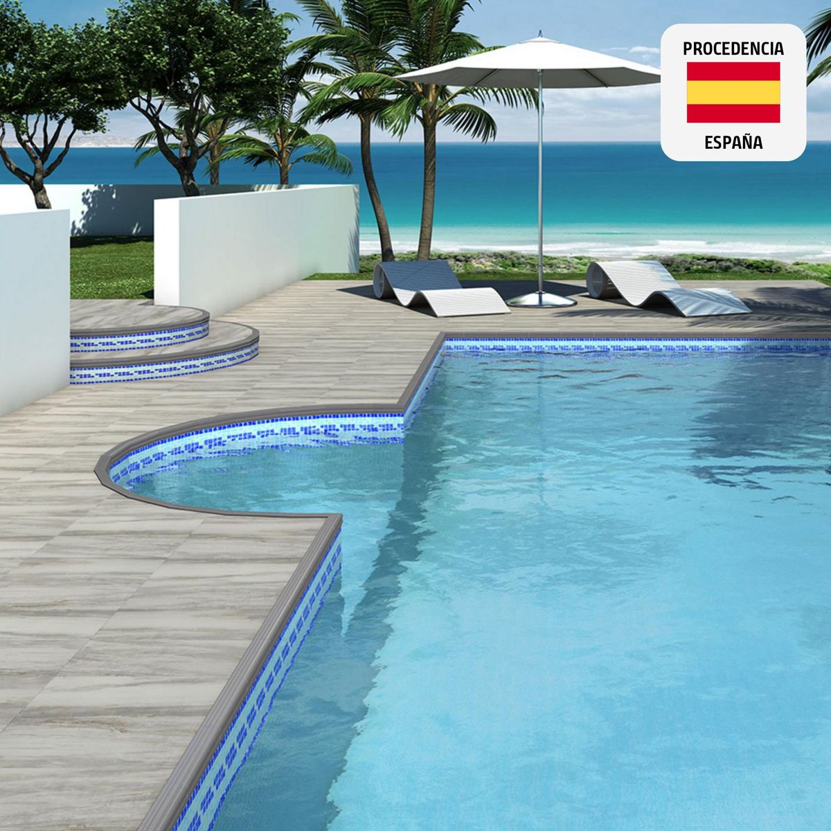 INTERMATEX - Cerámico Peldaño Gris Mate Maderado 5.5x33.3cm para piso