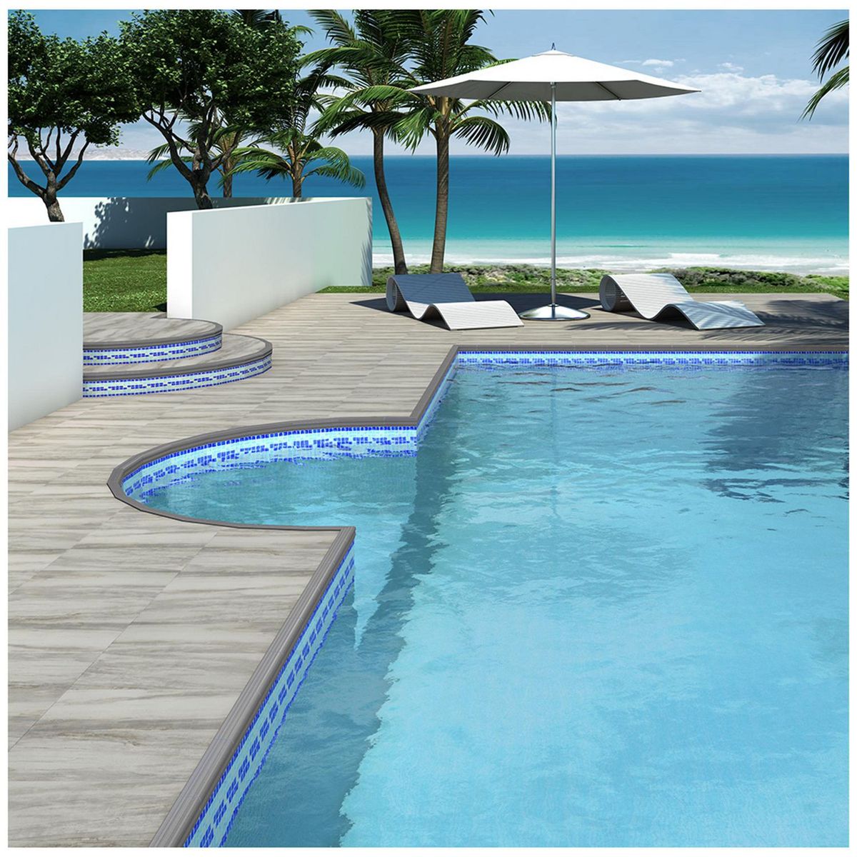 INTERMATEX - Cerámico Peldaño Gris Mate Maderado 5.5x33.3cm para piso