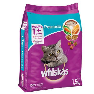 Whiskas Adultos Alimento para Gatos 1.5 kg Sabor Pescado