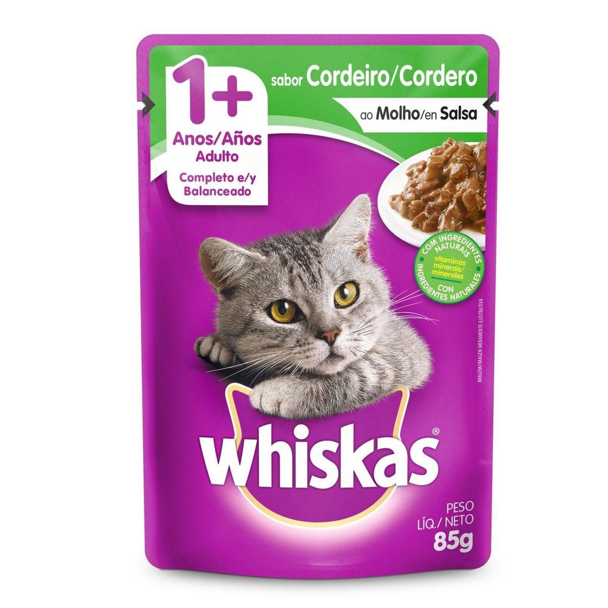 WHISKAS - Whiskas Adultos Alimento para Gatos 85 gr Sabor Cordero