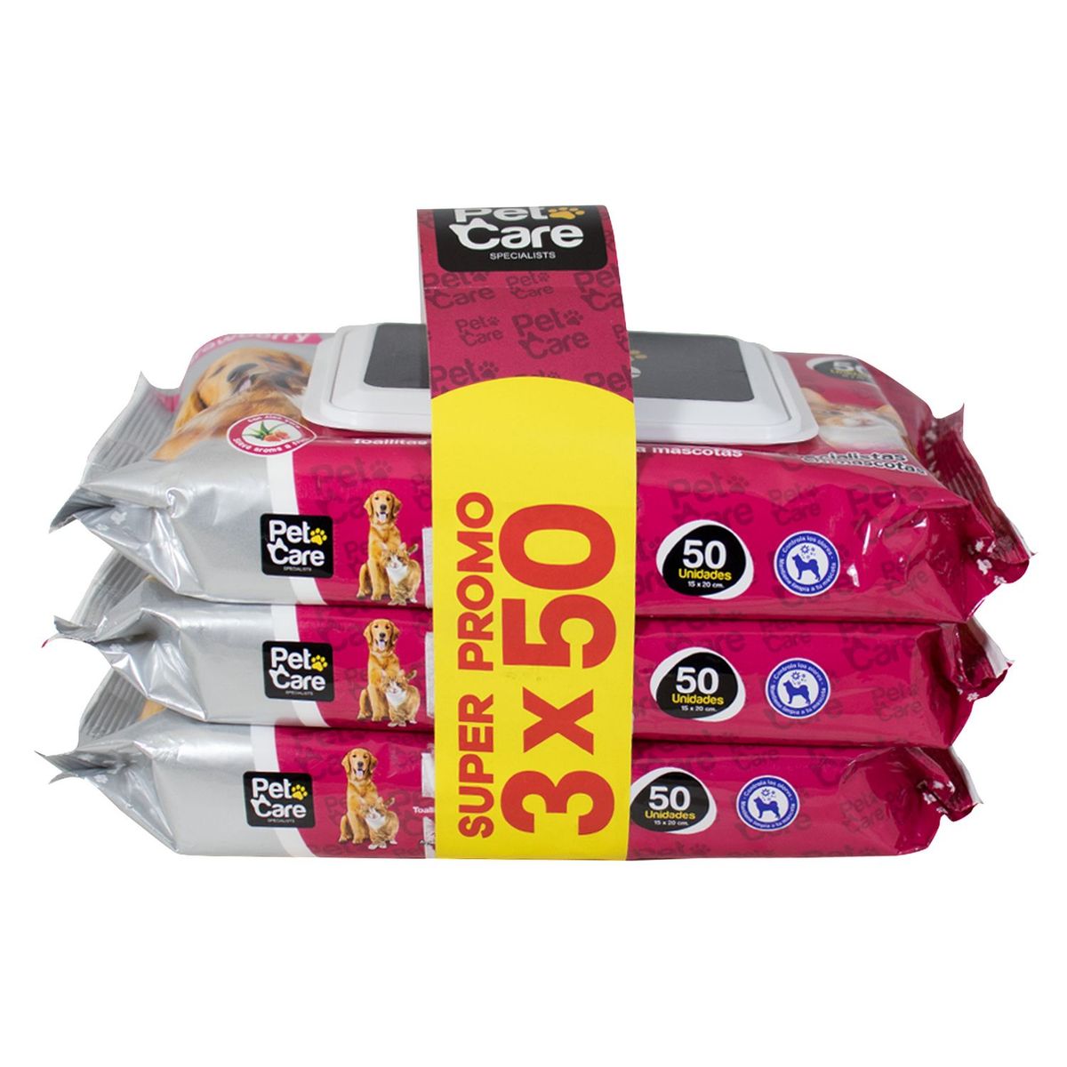 PET CARE - Toallitas Húmedas de Algodón para Perro Aroma Strawberry