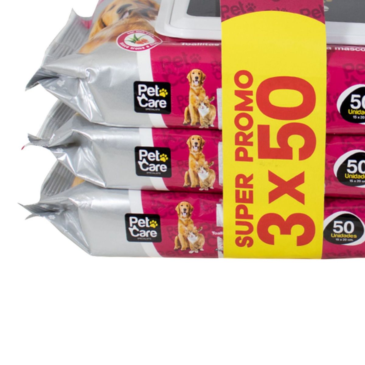 PET CARE - Toallitas Húmedas de Algodón para Perro Aroma Strawberry