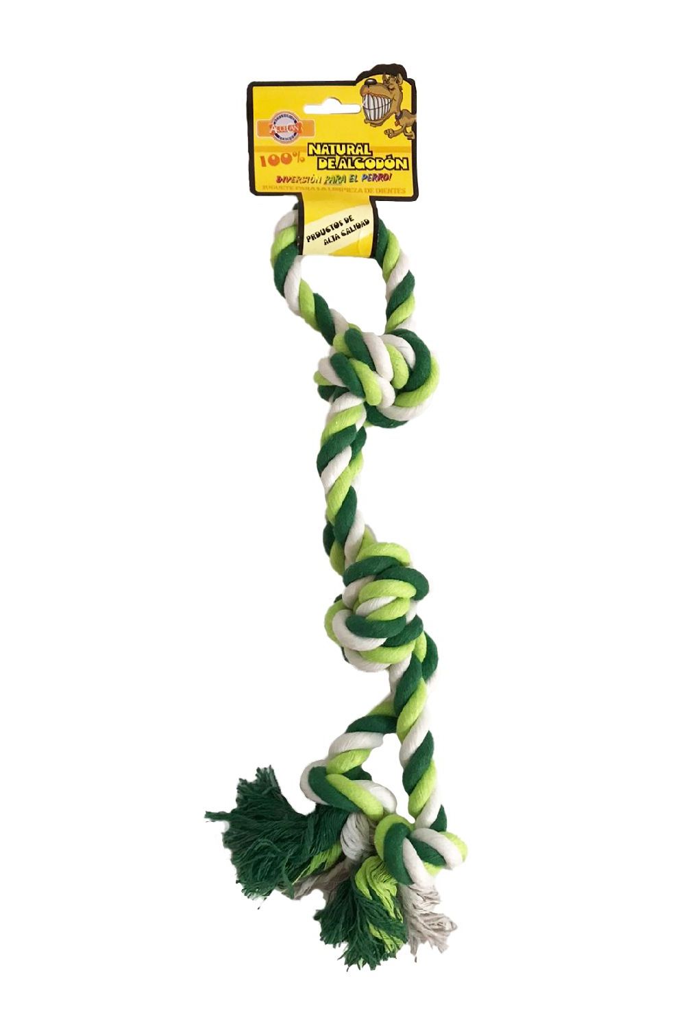 ACCECAN - Juguete para Perros Soga Trenzada XL Algodón Natural Verde