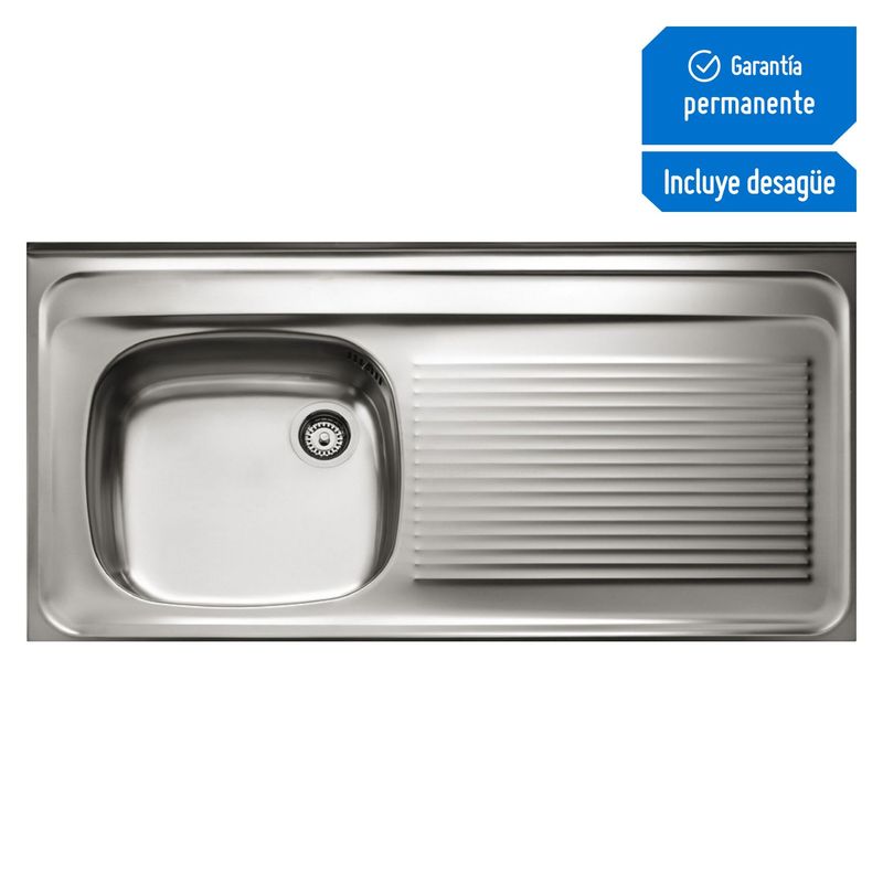 TEKA - Lavadero de Cocina Acero Inoxidable Teka 1 Poza con Escurridero 100x50cm