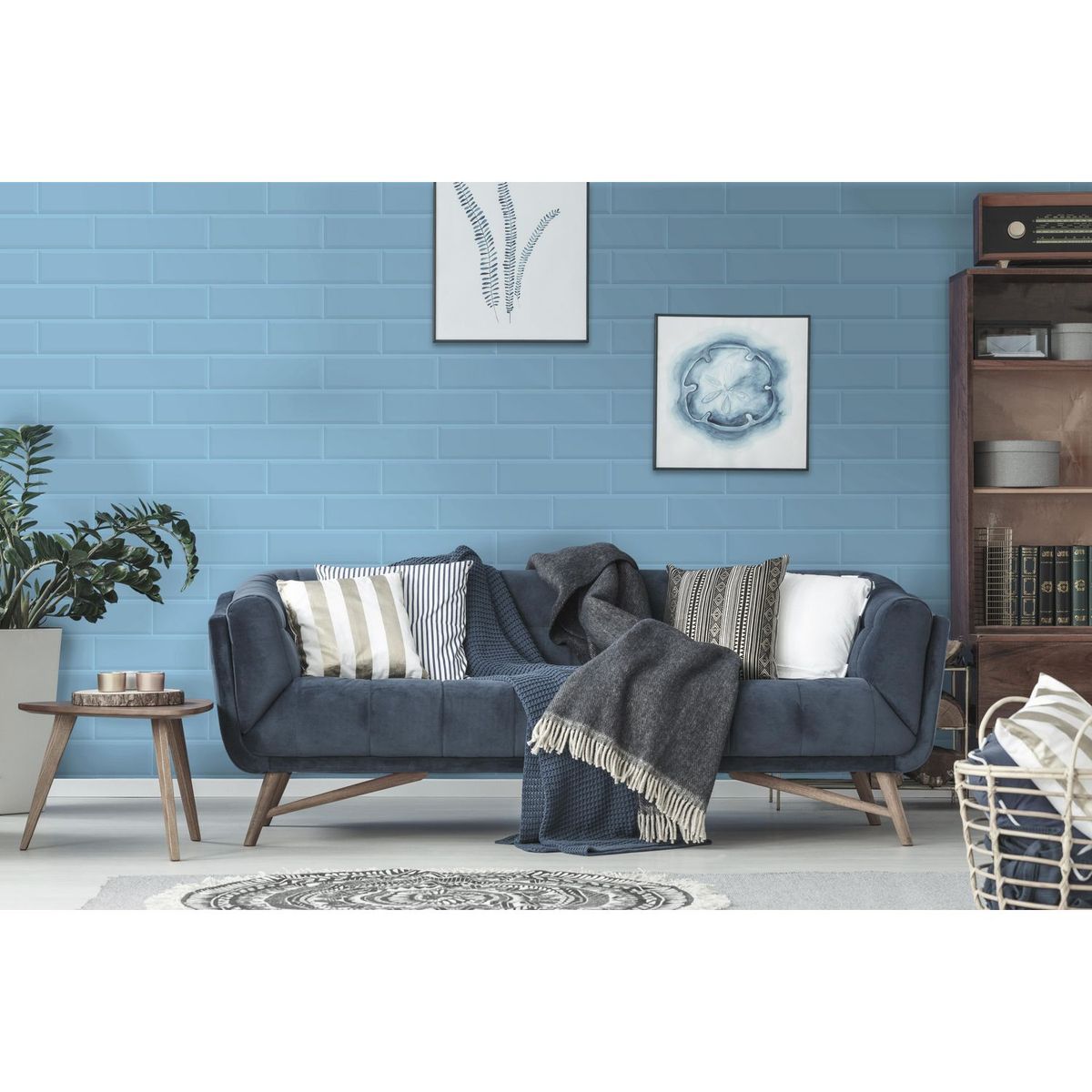 SAN LORENZO - Cerámica Brick Celeste 12x40cm 1.39m2 Para Pared