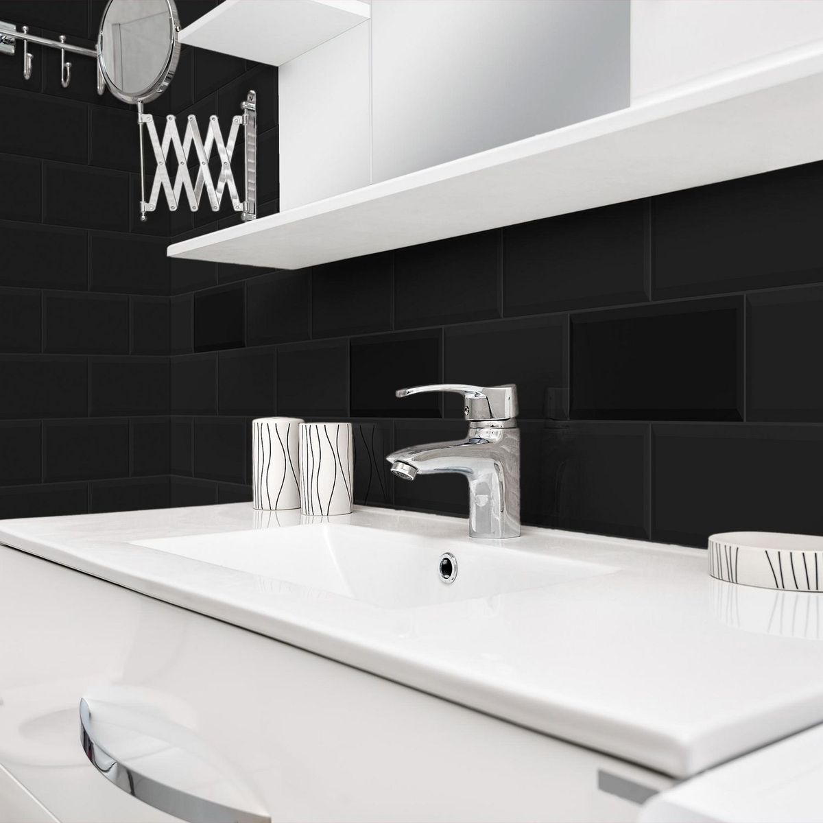 SAN LORENZO - Cerámica Brick Negro 12x40cm 1.39m2 Para Pared