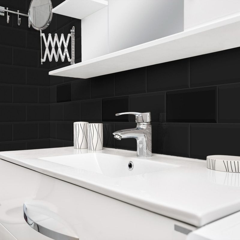 SAN LORENZO - Cerámica Brick Negro 12x40cm 1.39m2 Para Pared