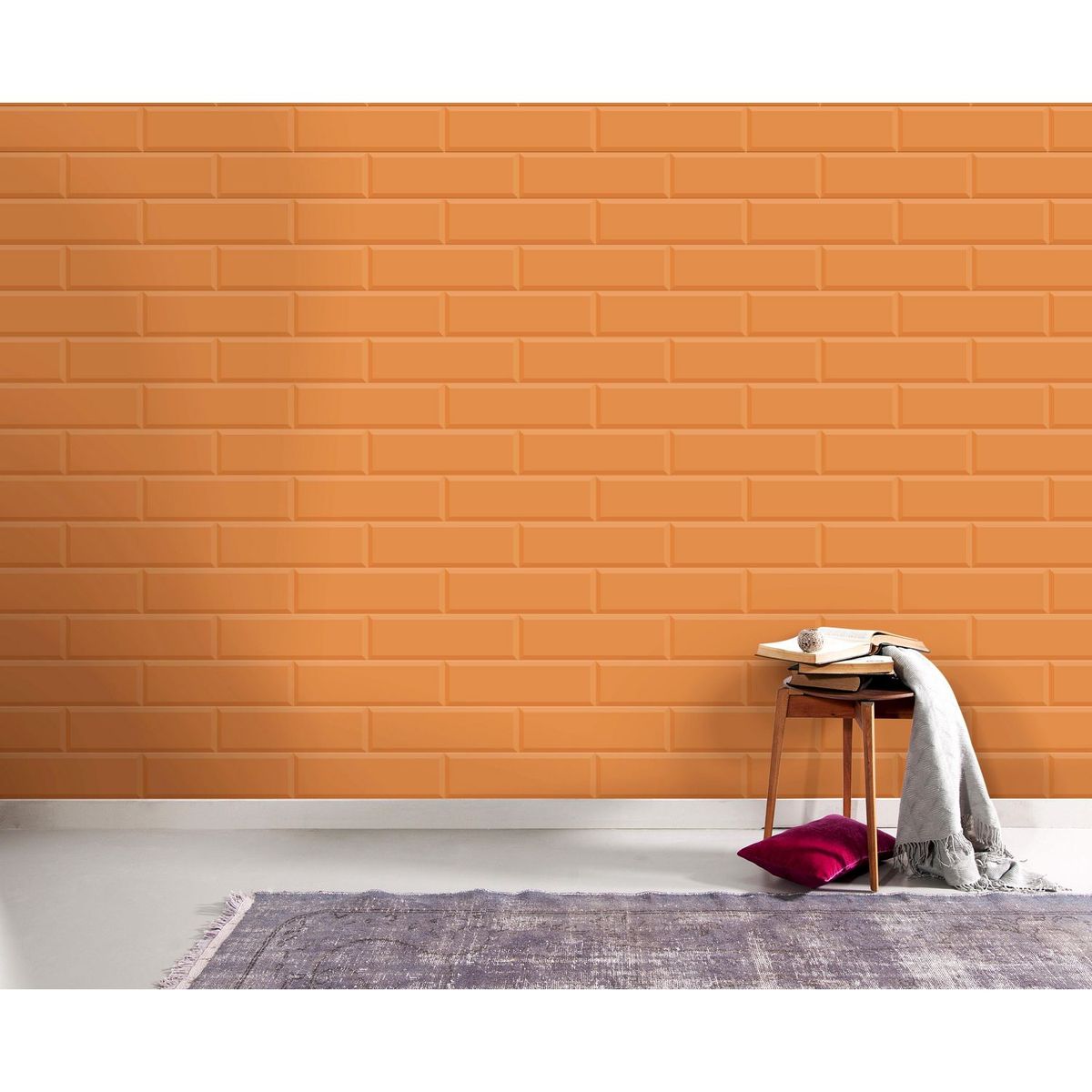 SAN LORENZO - Cerámica Brick Naranja Brillo 12x40cm 1.39m2 Para Pared