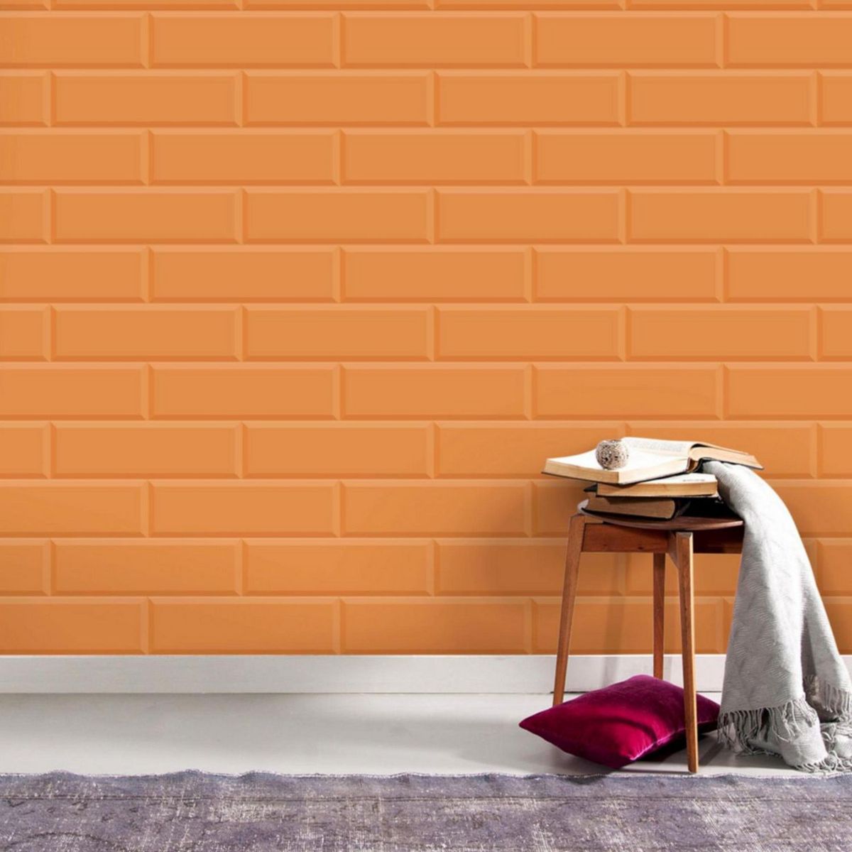 SAN LORENZO - Cerámica Brick Naranja Brillo 12x40cm 1.39m2 Para Pared