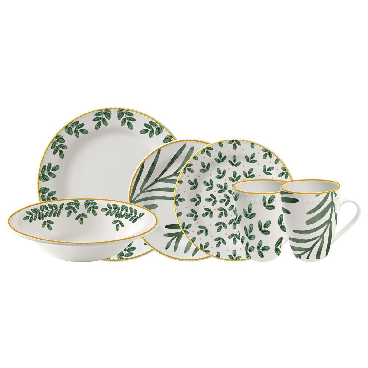 CORONA - Juego de vajillas Porcelana Salvia Beige 16 Piezas