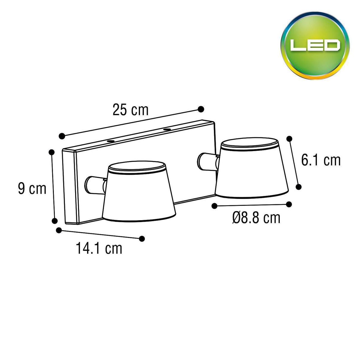 LIGHTECH - Barra Pascal LED Negro 2 Luces 7W IP20