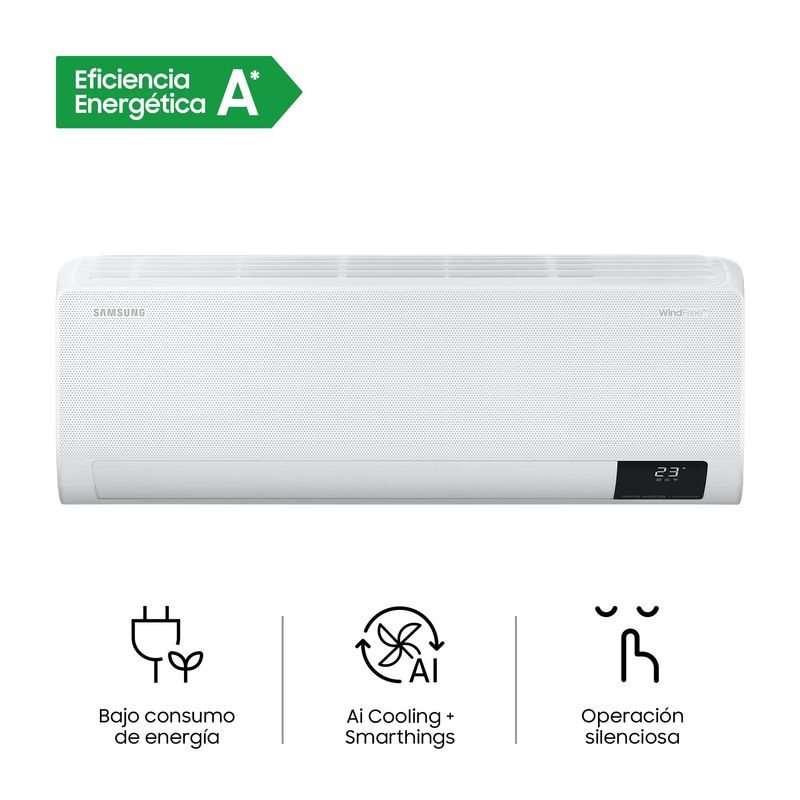 SAMSUNG - Aire Acondicionado Samsung Split 12000 BTU Inverter Windfree On/Off Smart Wi-Fi