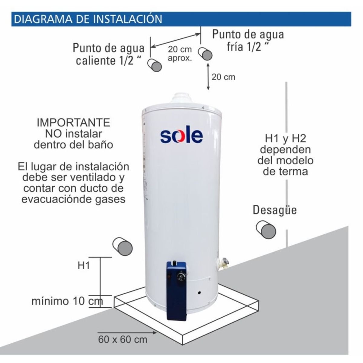 SOLE - Terma de Acumulación Gas Natural con Accesorios 38l