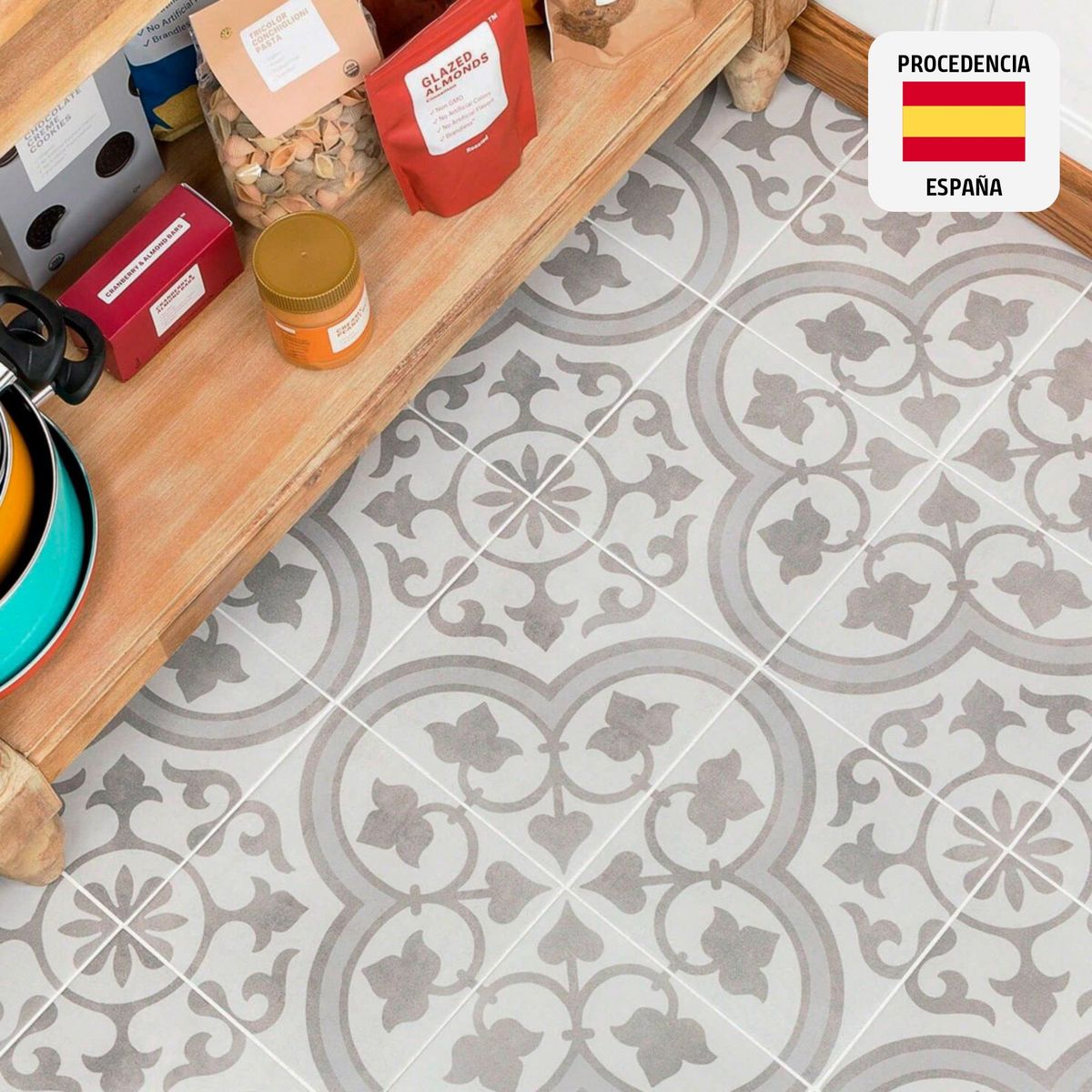 PERONDA - Porcelánico Esmaltado Cuban Silver Ornate Decorado 22.3x22.3cm