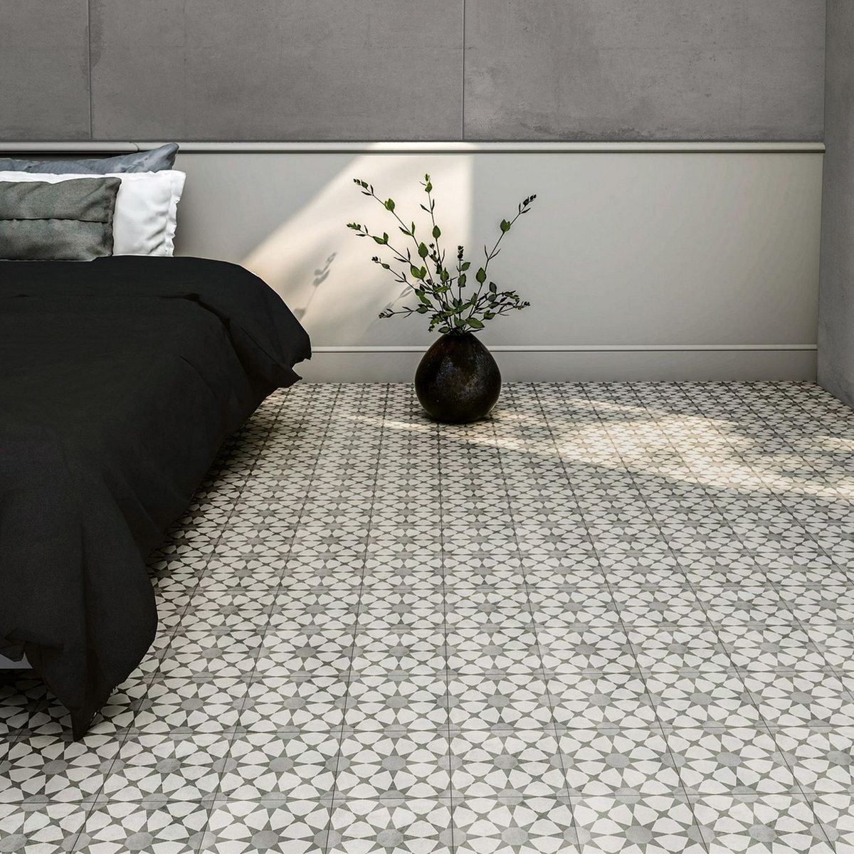 PERONDA - Porcelánico Esmaltado Cuban Silver Star Decorado 22.3x22.3cm para piso y pared