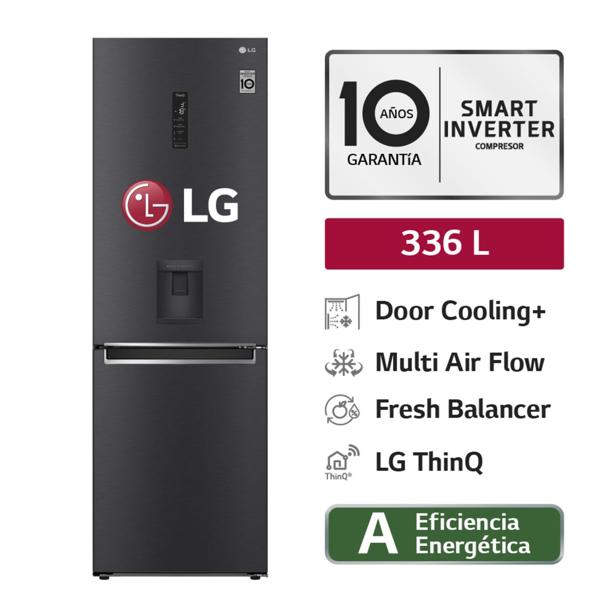 LG - Refrigeradora Lg Bottom Freezer 336 Litros GB37WGT