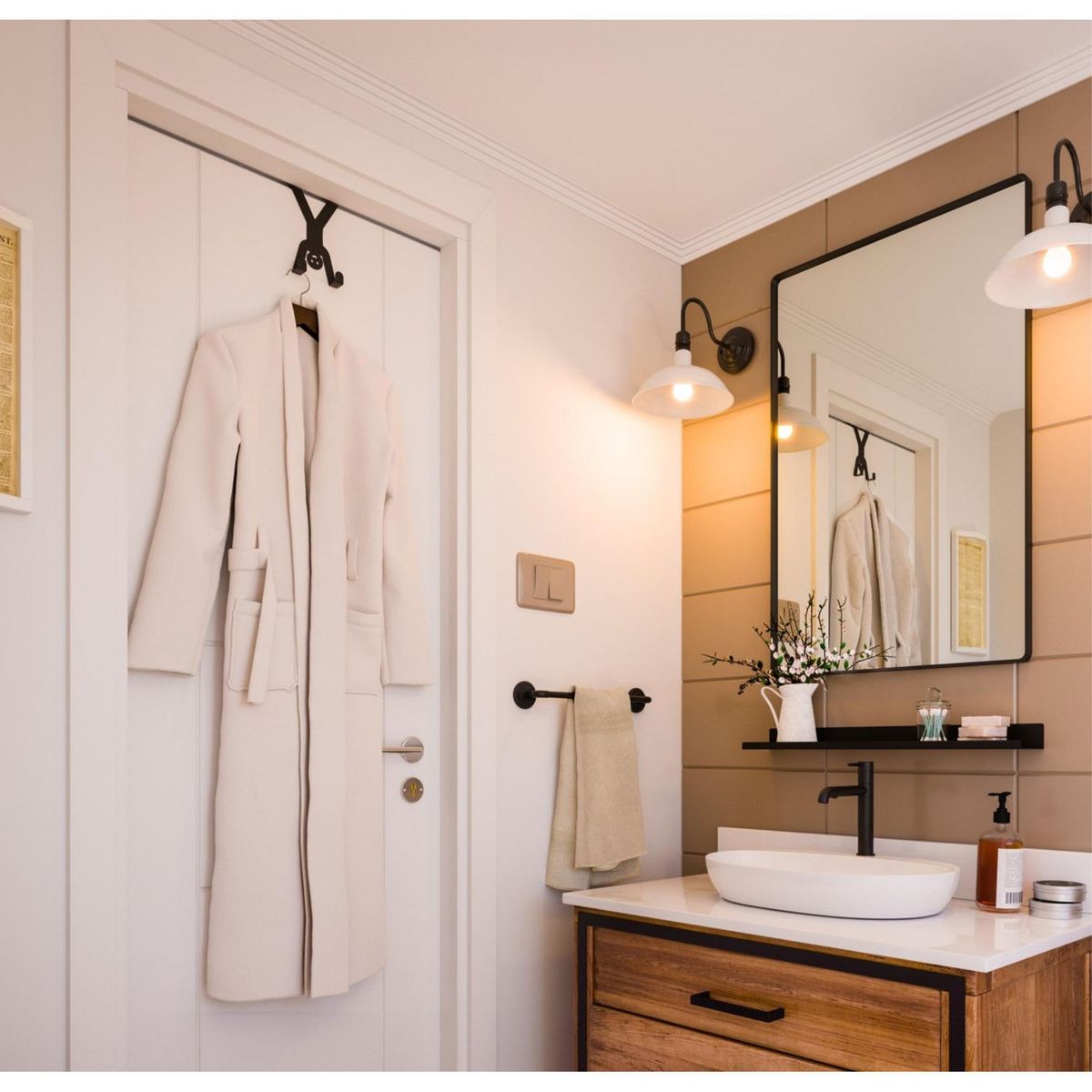 ORGANIZA DUCASSE - Colgador de Puerta 2 Ganchos Negro