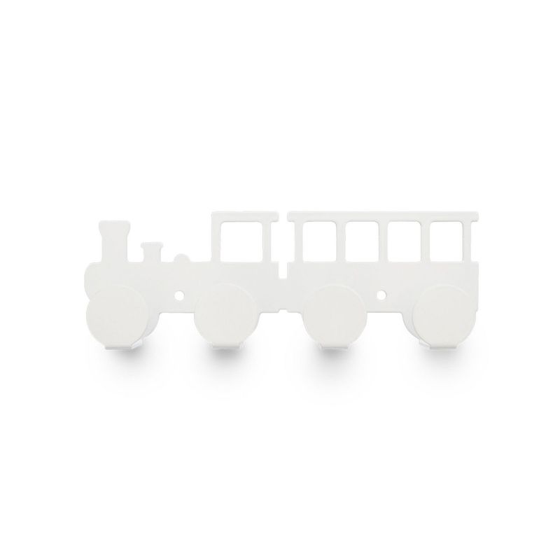 ORGANIZA DUCASSE - Perchero de Pared 4 Ganchos Infantil Locomotora Blanca