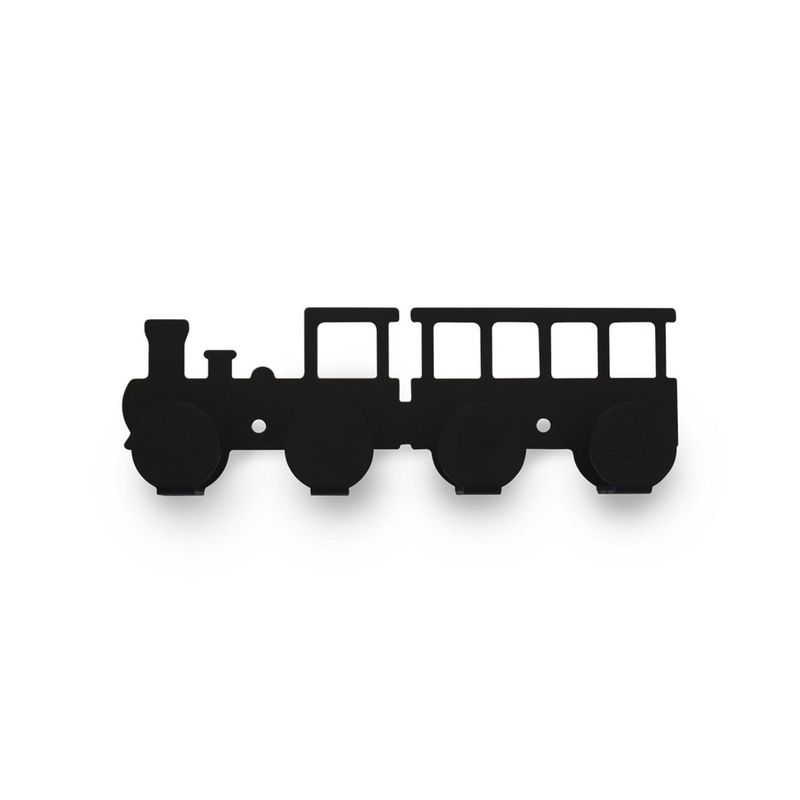 ORGANIZA DUCASSE - Perchero de Pared 4 Ganchos Infantil Locomotora Negro