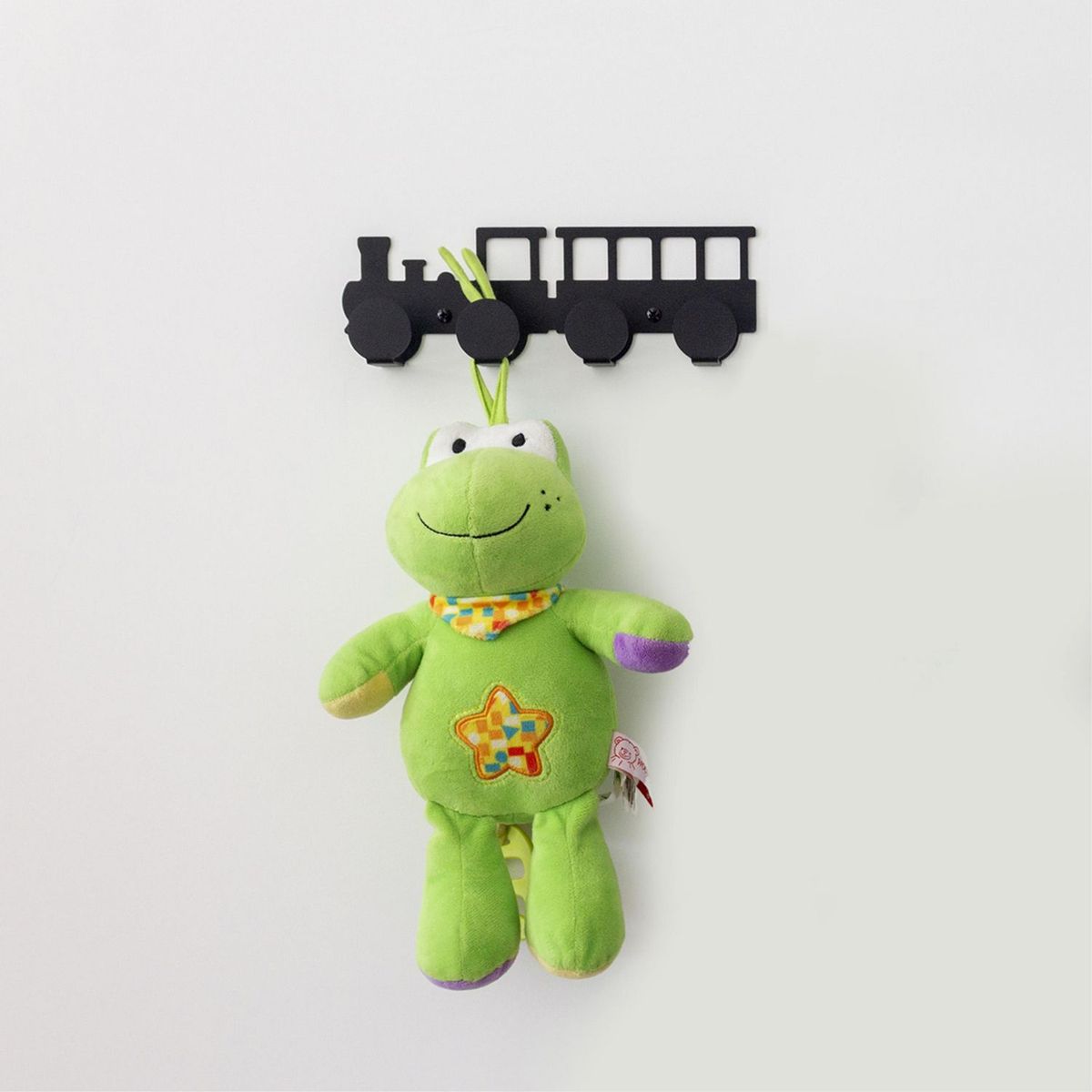 ORGANIZA DUCASSE - Perchero de Pared 4 Ganchos Infantil Locomotora Negro