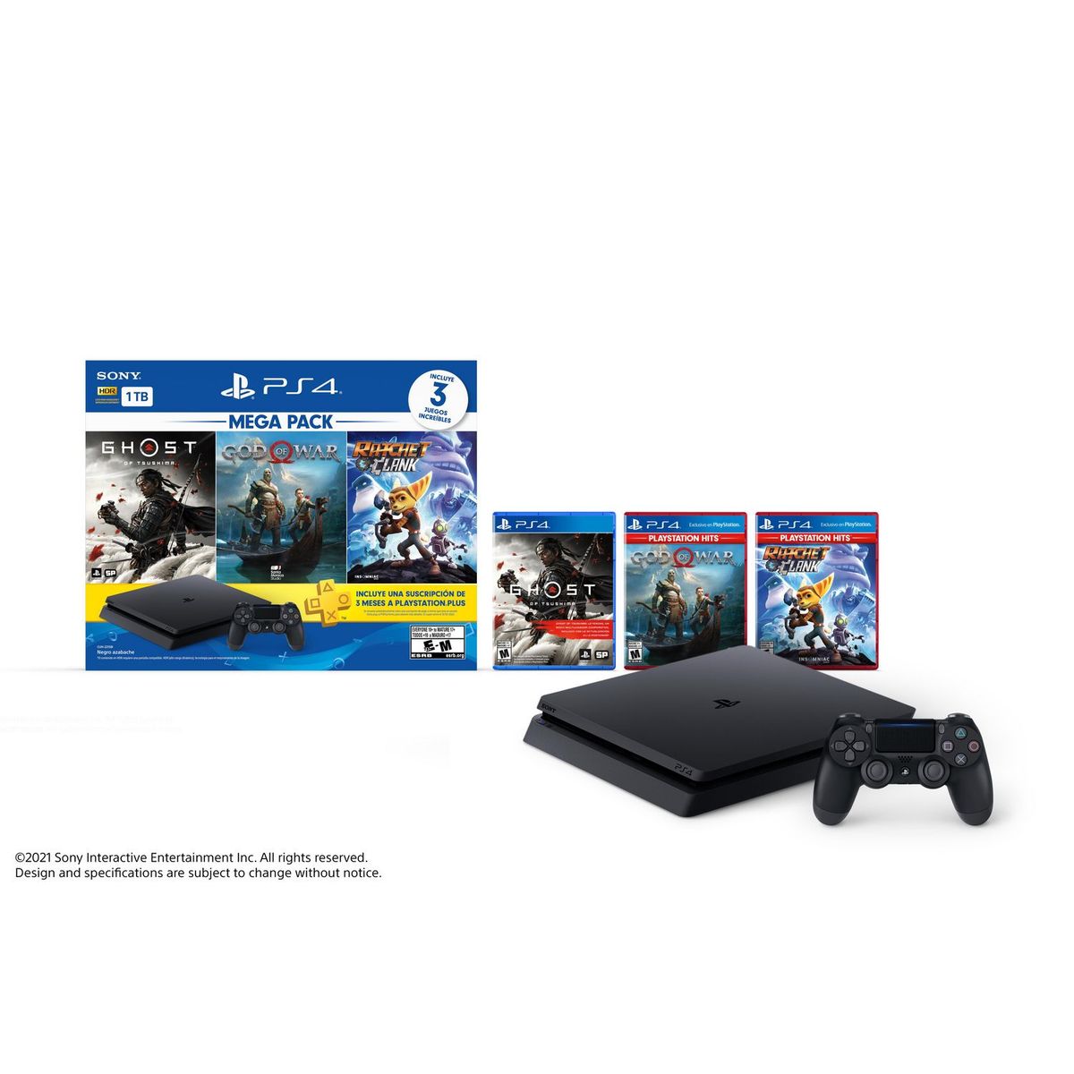 PLAYSTATION - Mega Pack Consola PS4 1TB + Juegos Ghost, God of War y Ratchet & Clank