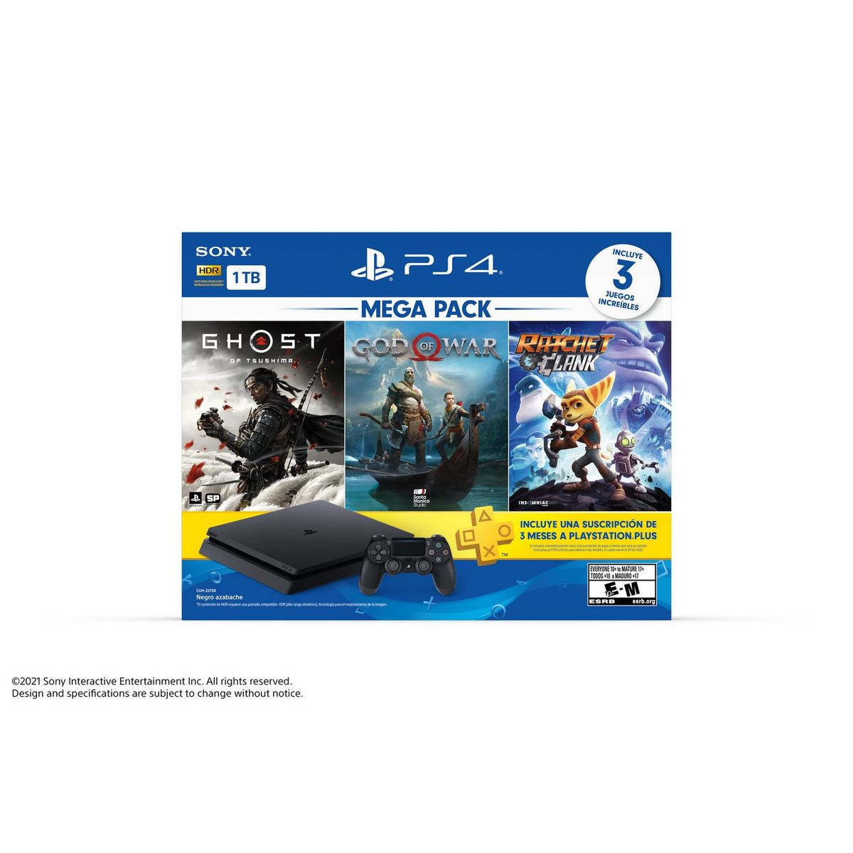 PLAYSTATION - Mega Pack Consola PS4 1TB + Juegos Ghost, God of War y Ratchet & Clank
