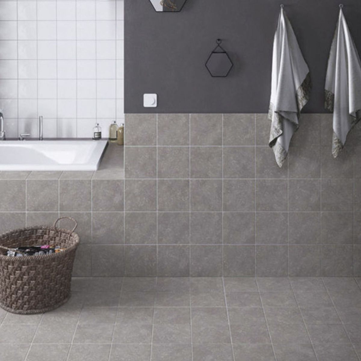 GRAIMAN - Cerámica Coralstone Gris Mate 20x20cm 1m2 para piso