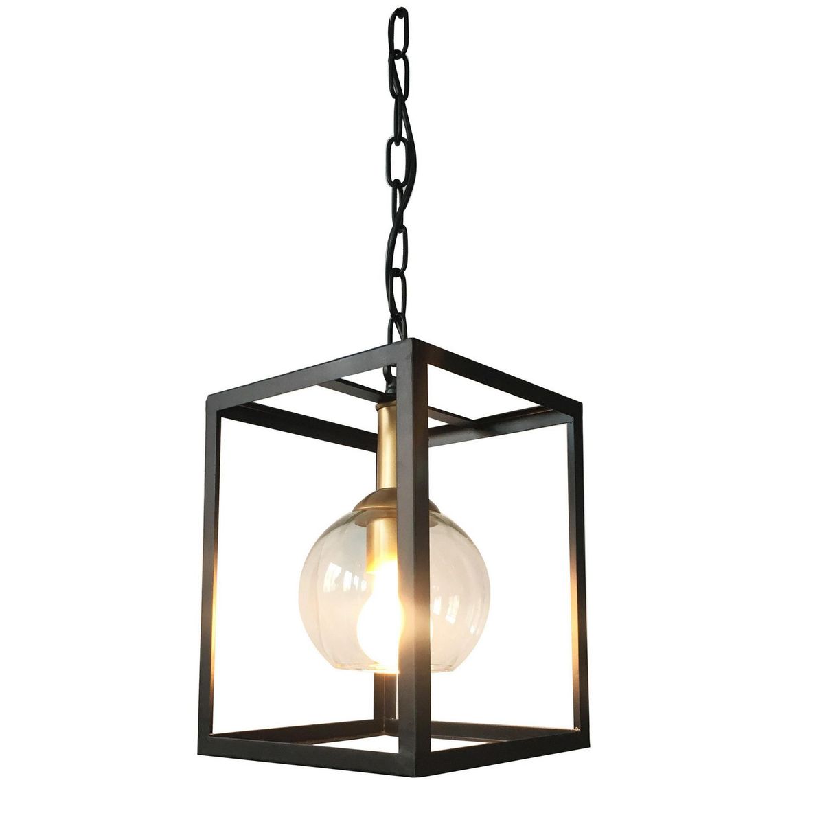 ILUMA - Lámpara Colgante Vidrio Negro 1L E27.