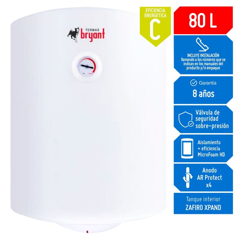 GENERICO - Terma Eléctrica Bryant Zafiro 80 litros