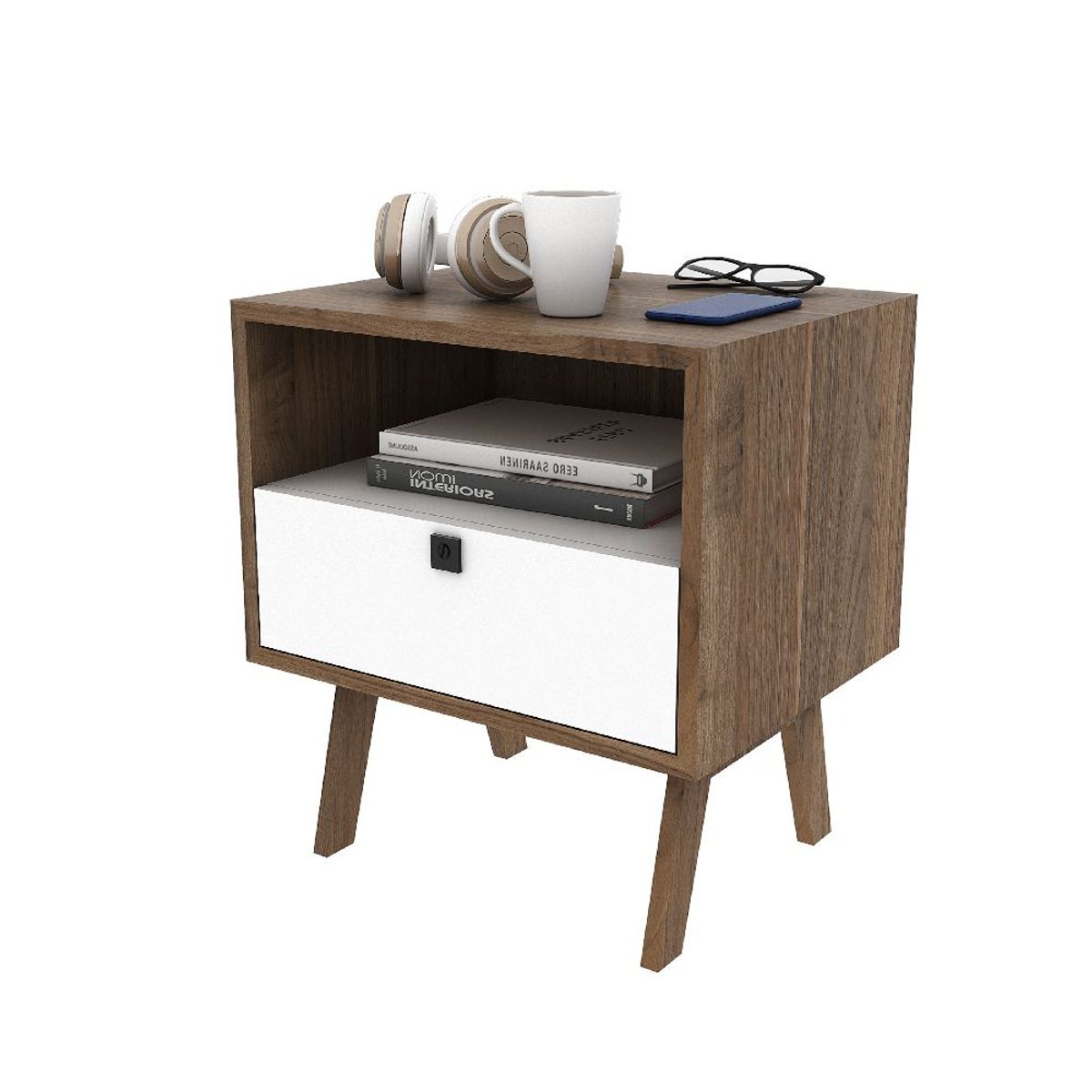 LUCANAS FURNITURE - Mesa de Noche Blanco/Taupé