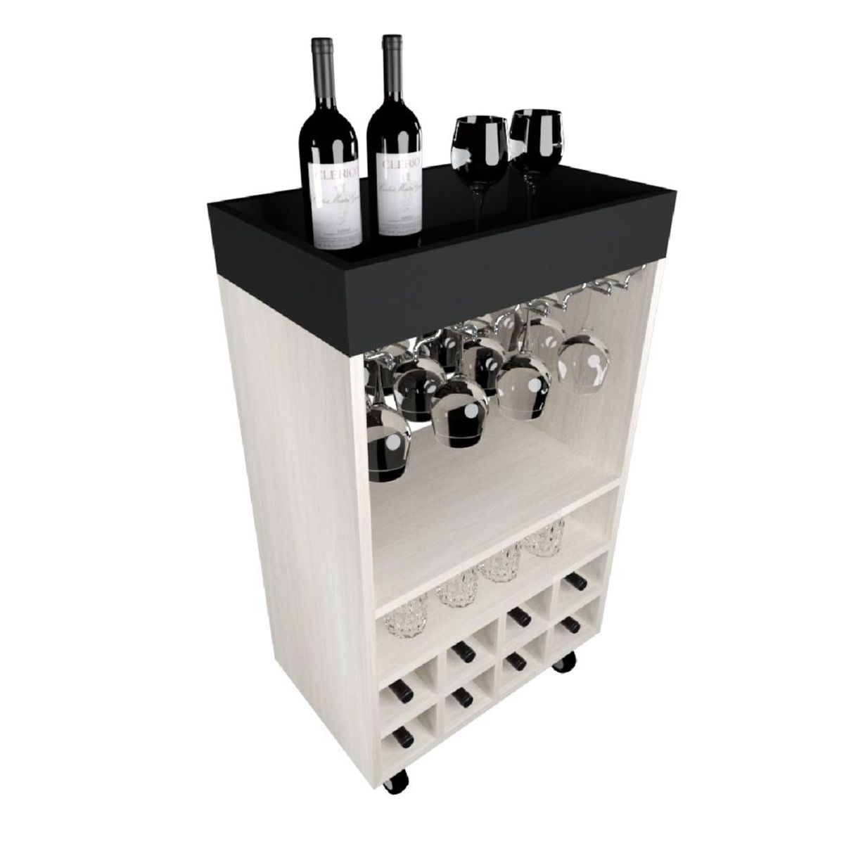 LUCANAS FURNITURE - Bar Cava con Ruedas Duna/Negro