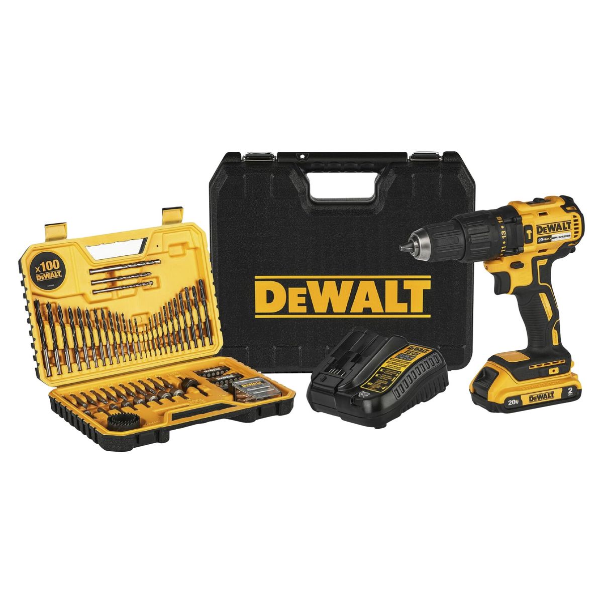 DEWALT - Taladro Percutor Inalambrico Dewalt 1/2" 20V + 100 Accesorios BRUSHLESS DCD7781S2A