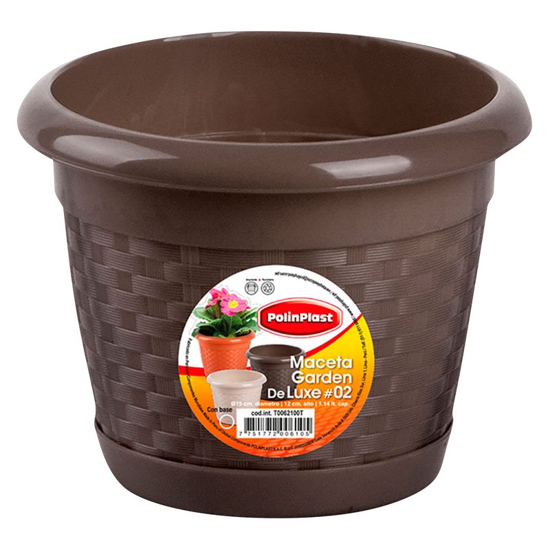 POLINPLAST - Maceta Garden Deluxe con Base #2  15x12x