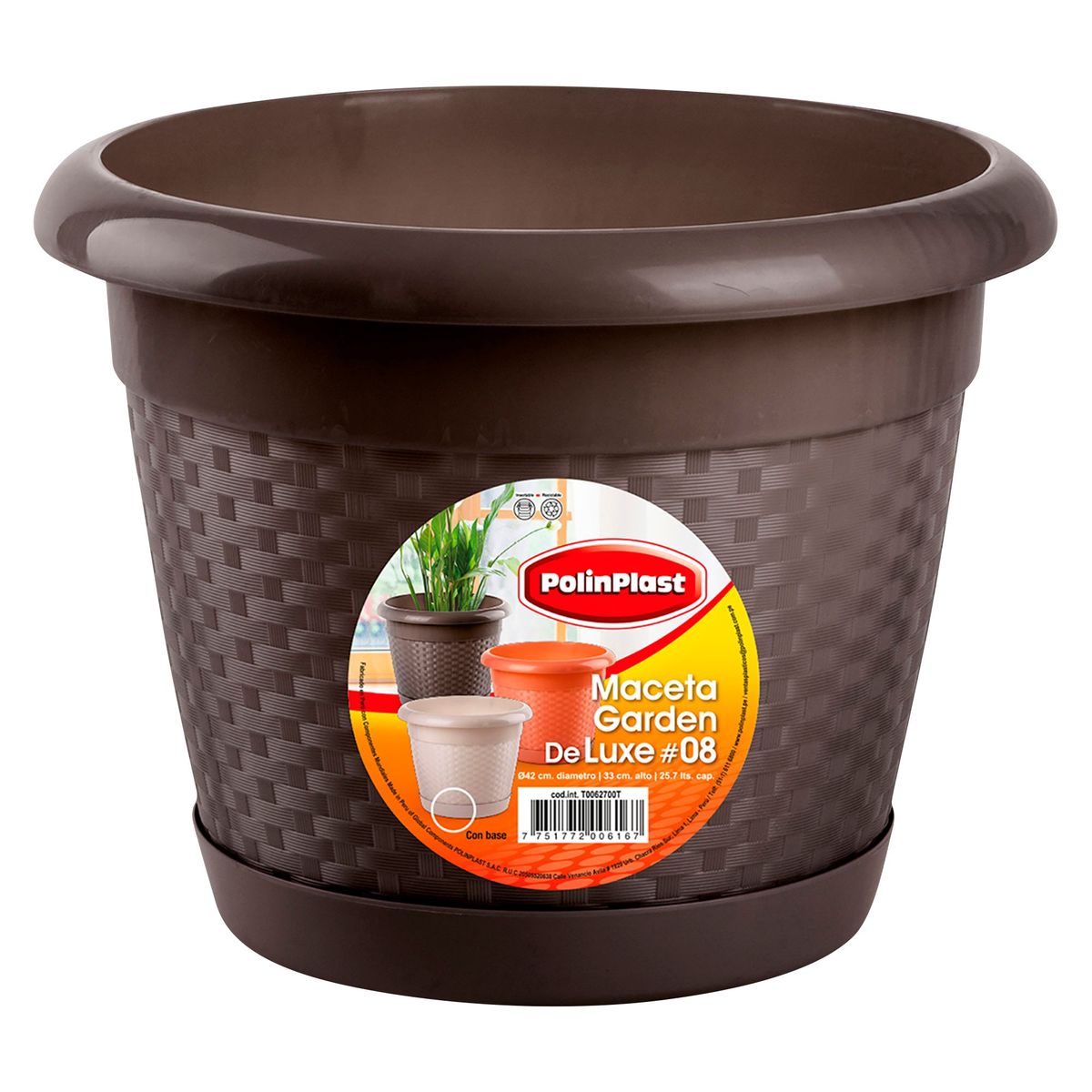 POLINPLAST - Maceta Garden Deluxe con Base #8 42x33x