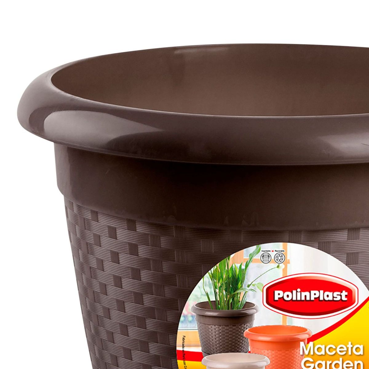 POLINPLAST - Maceta Garden Deluxe con Base #8 42x33x