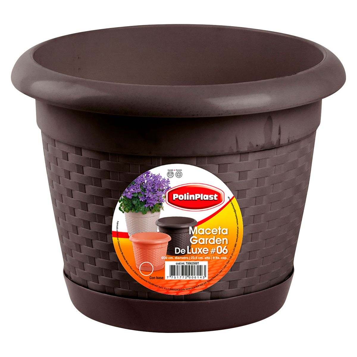 POLINPLAST - Maceta Garden Deluxe con Base #6 30x23.5x