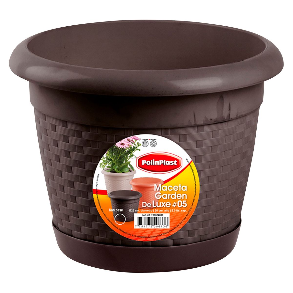 POLINPLAST - Maceta Garden Deluxe con Base #5 25x20x