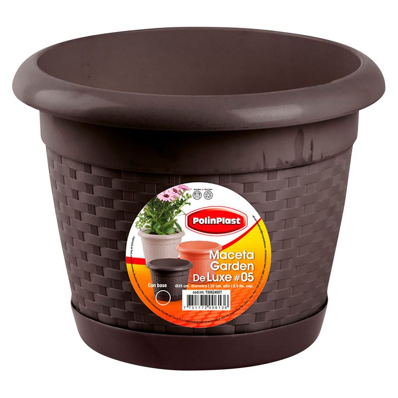 POLINPLAST - Maceta Garden Deluxe con Base #5  25x20x