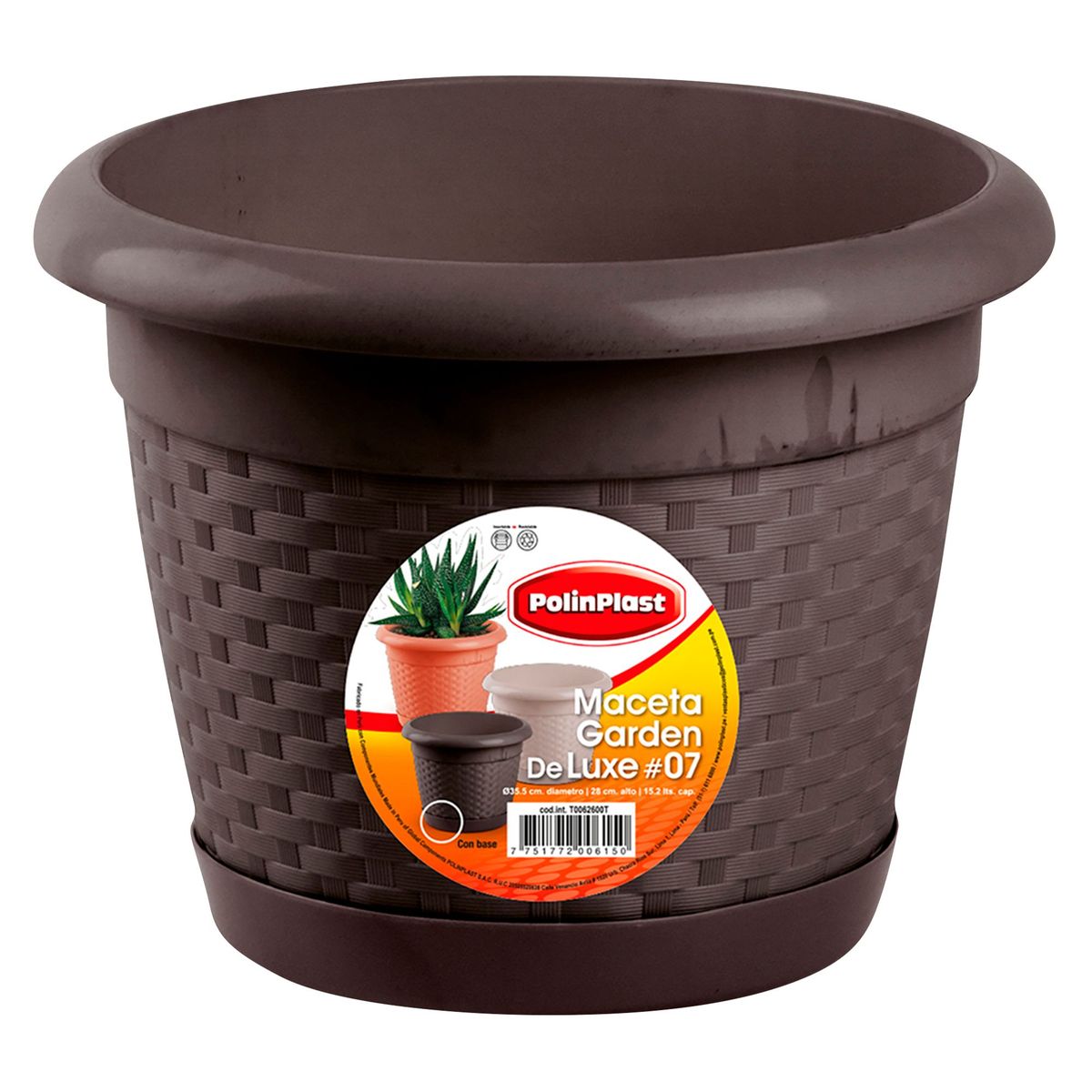 POLINPLAST - Maceta Garden Deluxe con Base #7 35.5x28x