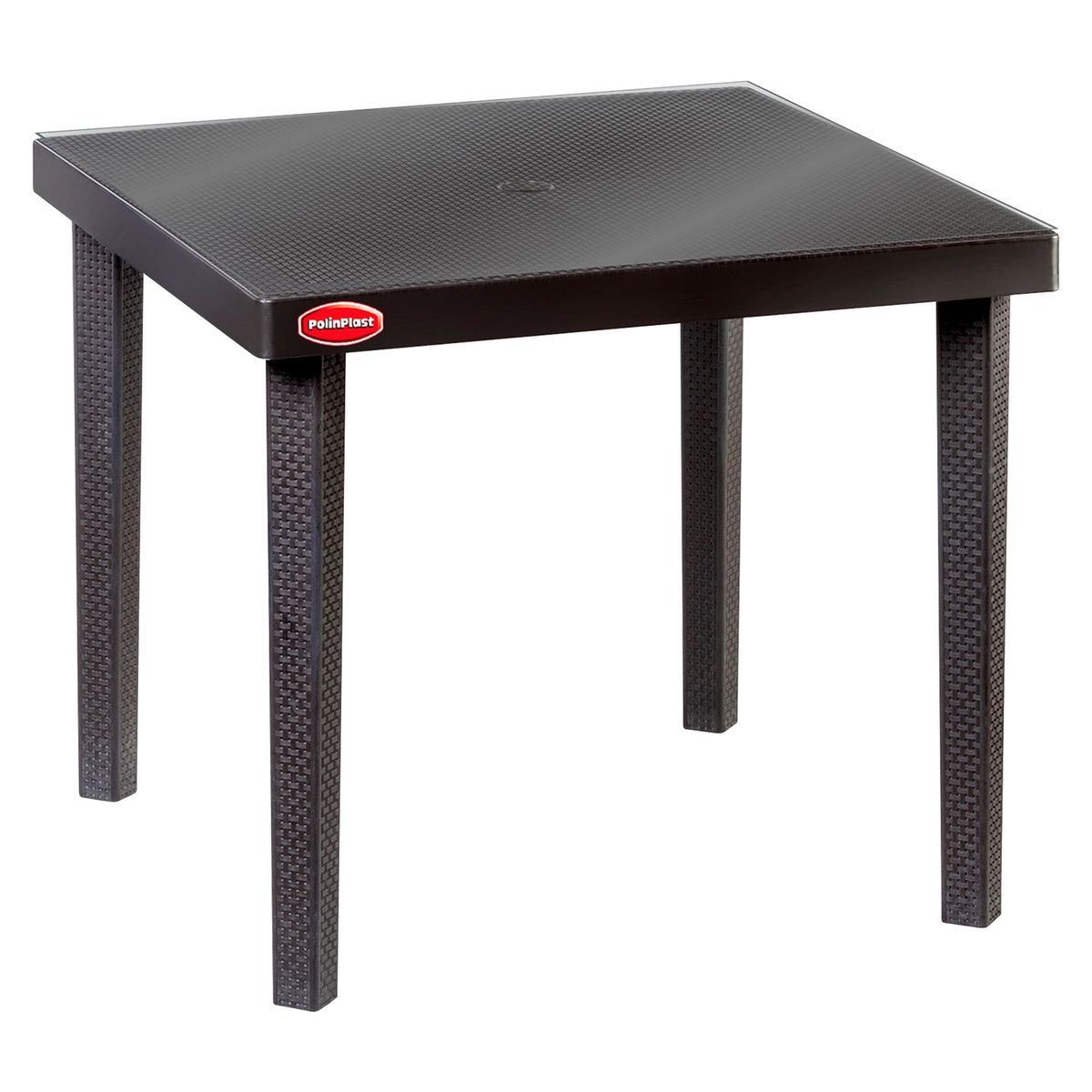 POLINPLAST - Mesa de Plástico Jamaica Marrón con Vidrio 85X85CM