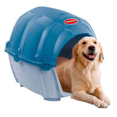 Casa para Perro Raza Grande PVC Azul Acero con Gris 75x75x88cm