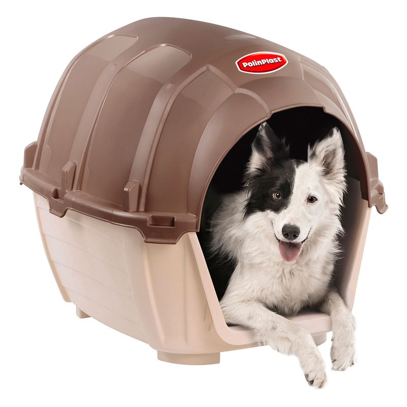 POLINPLAST - Casa para Perro Raza Mediana PVC Marrón con Crema 60x65x74cm