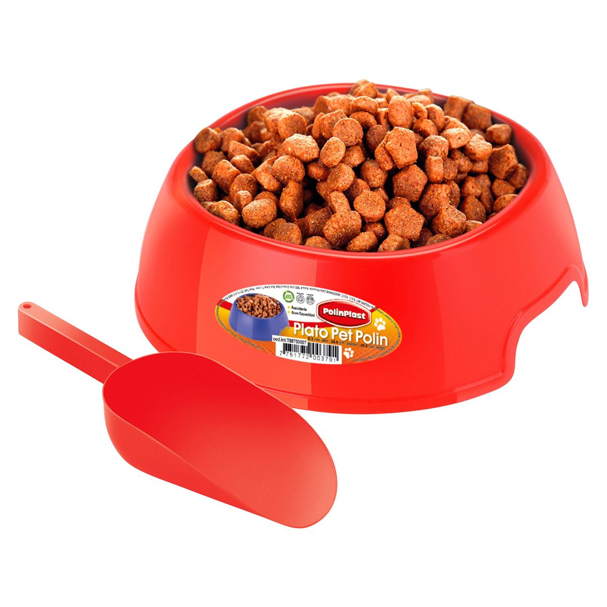 POLINPLAST - Plato para Perro + Cucharon para Comida 24.8x11.5x27cm