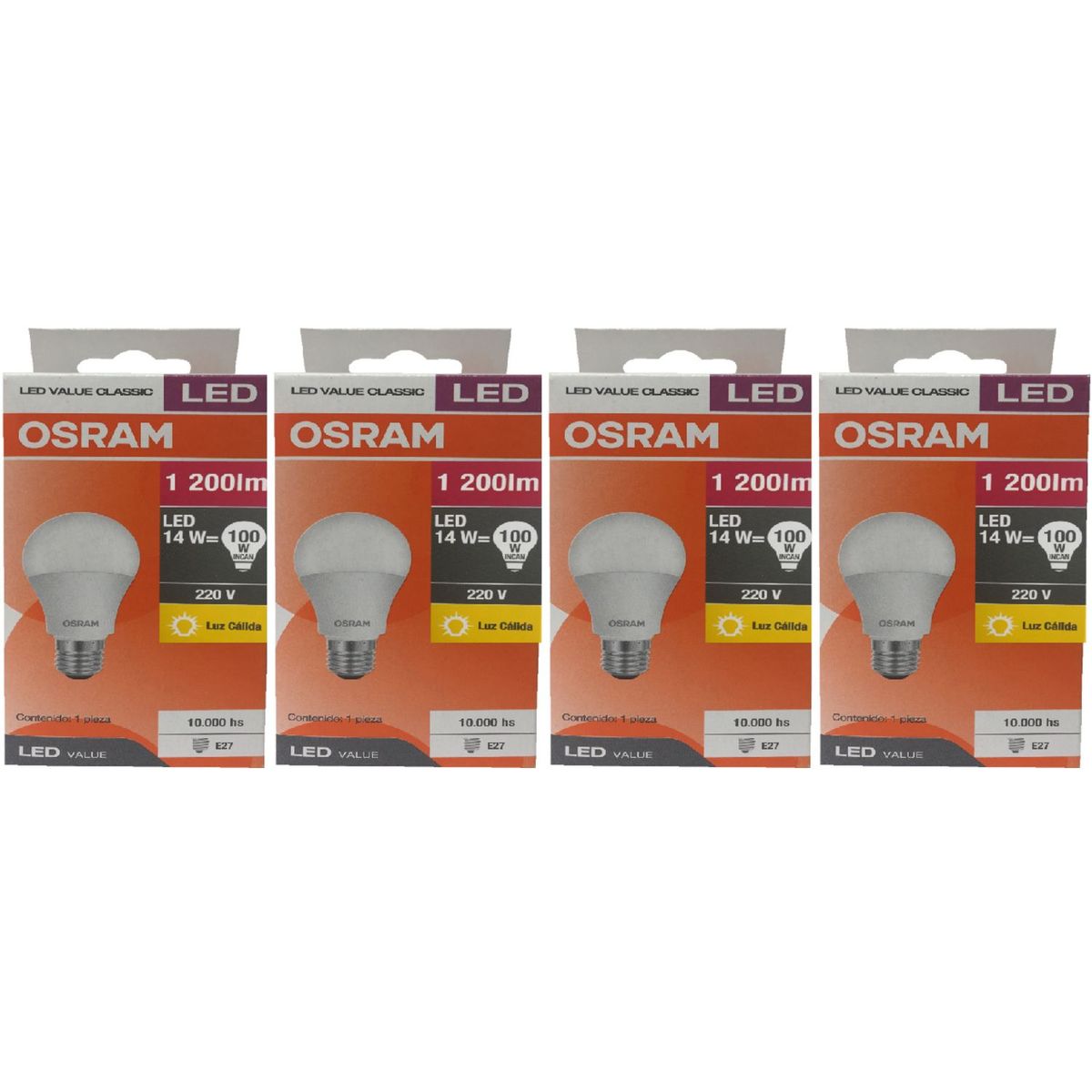 OSRAM - Pack x4 Foco LED 14W Luz Cálida