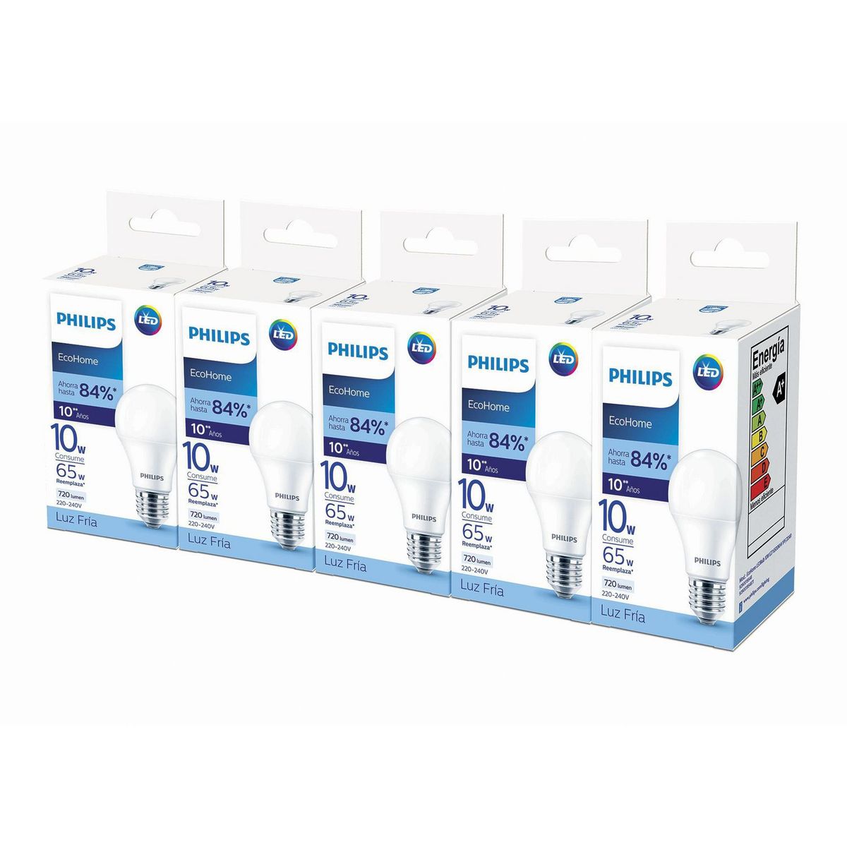 PHILIPS - Pack x 5 Ecohome LedBulb Luz Fría 10W