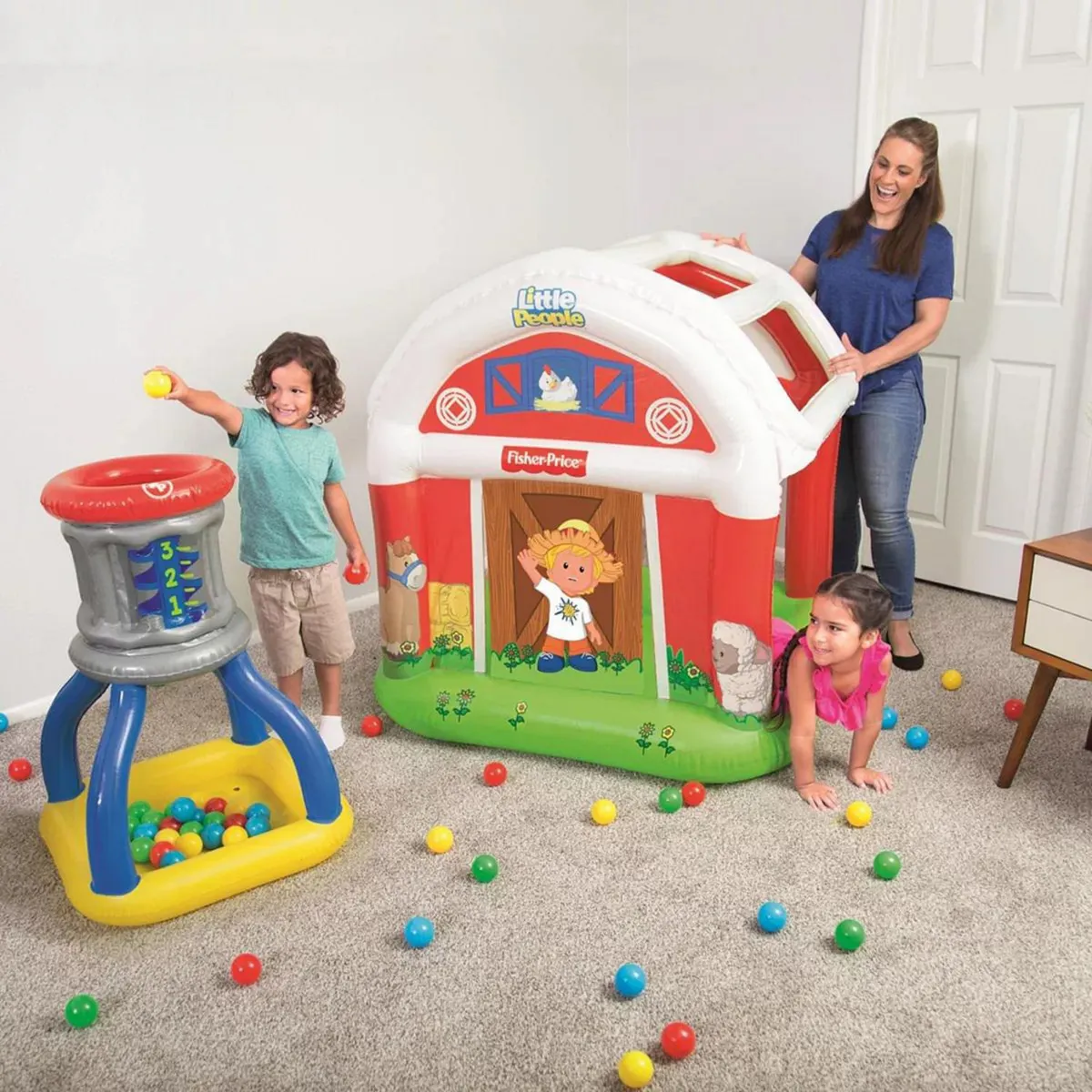 BESTWAY - Juego Inflable Granero y Tanque 1.19x1.19x1.25m Fisher Price