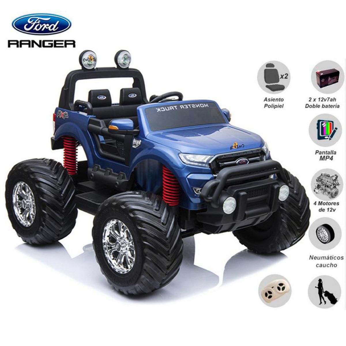 CUZKA - Camioneta a Batería Ford Monster Truck Azul