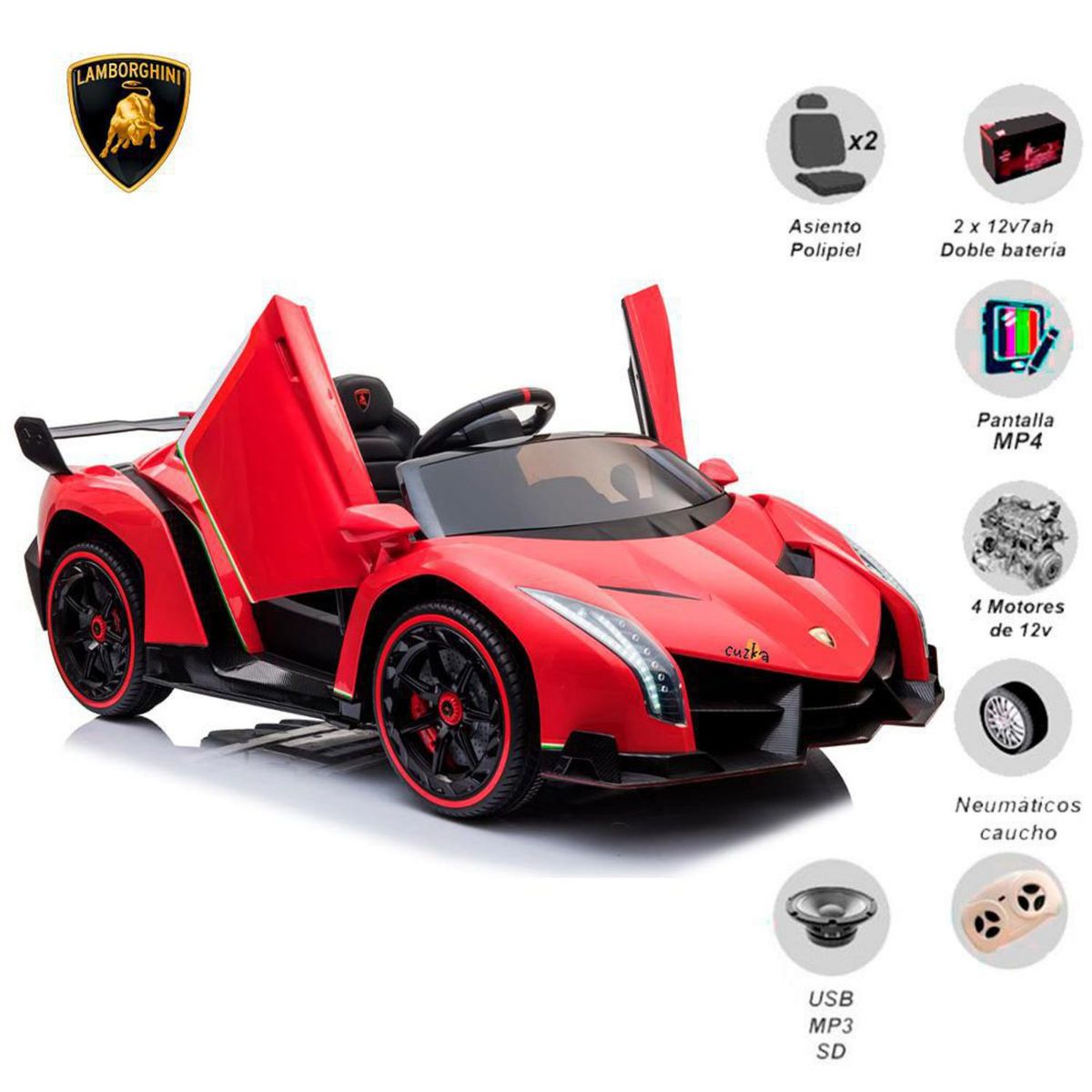 CUZKA - Auto a Batería Lamborghini Veneno Rojo