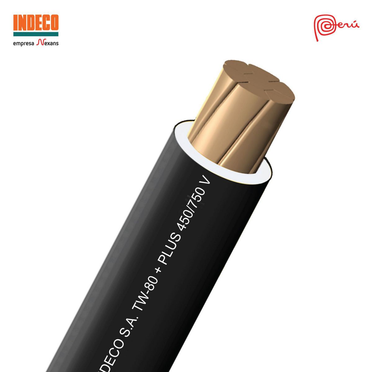 INDECO - Cable TW-80 Plus 14 AWG Indeco 450/750V Negro por Metro Lineal