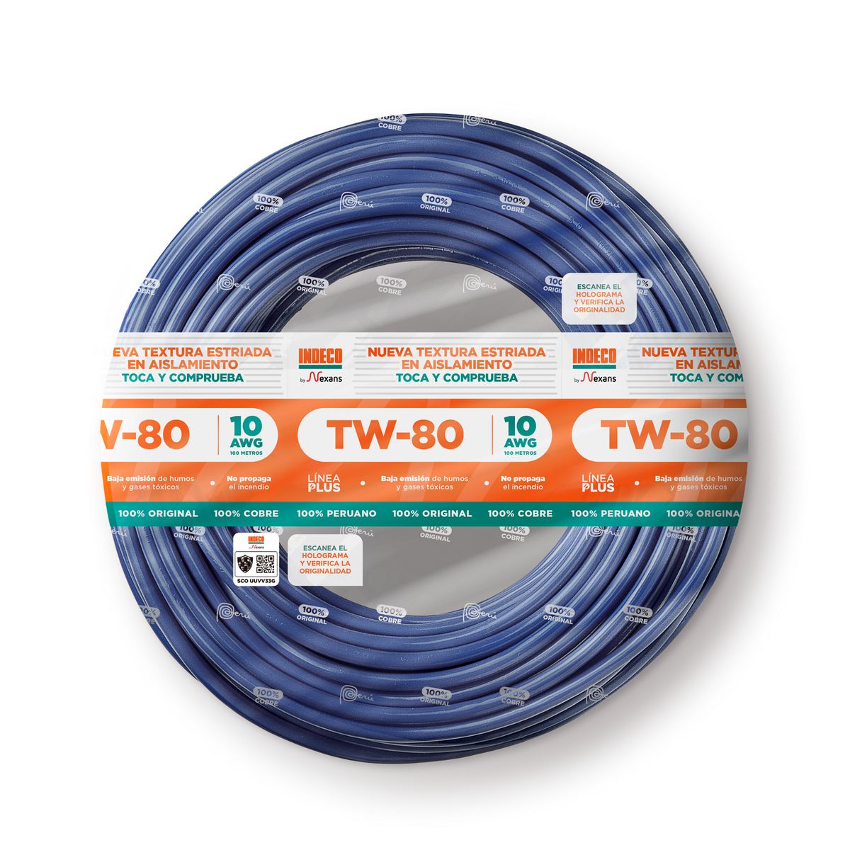 INDECO - Cable TW-80 Plus 10 AWG Indeco 450/750V Azul 100 Metros